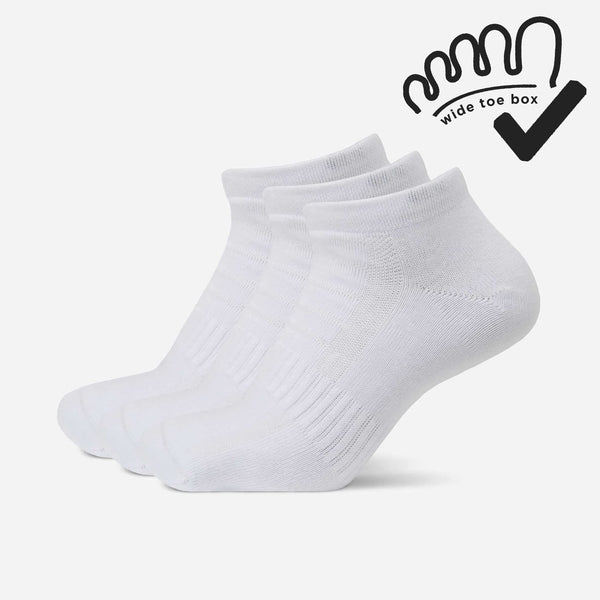 Sneaker Socks Wide Toe Box (3 Pair Pack) - White